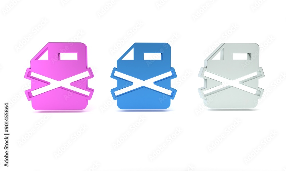 Poster colorful delete file document icon isolated on white background. rejected document icon. cross on pa