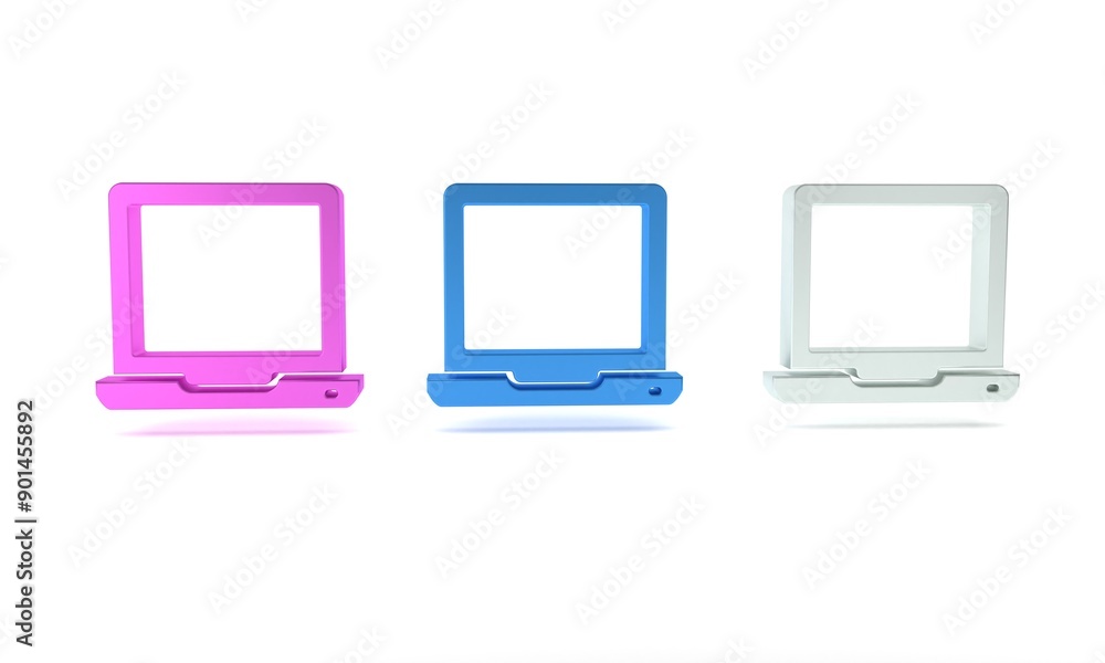 Poster colorful laptop icon isolated on white background. computer notebook with empty screen sign. minimal