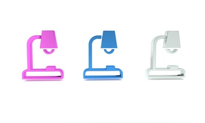 Colorful Table lamp icon isolated on white background. Minimalism concept. 3D render illustration