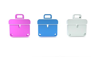 Colorful Briefcase icon isolated on white background. Business case sign. Business portfolio. Minimalism concept. 3D render illustration