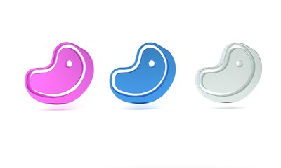 Colorful Steak meat icon isolated on white background. Minimalism concept. 3D render illustration