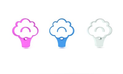 Colorful Broccoli icon isolated on white background. Minimalism concept. 3D render illustration