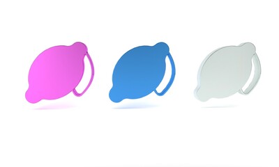 Colorful Lemon icon isolated on white background. Minimalism concept. 3D render illustration