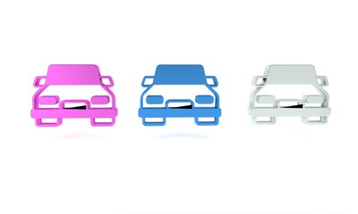 Colorful Car icon isolated on white background. Minimalism concept. 3D render illustration