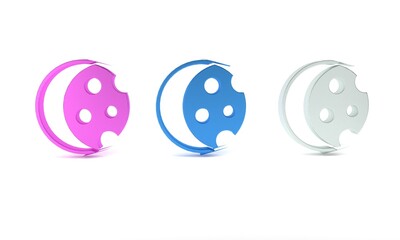 Colorful Eclipse of the sun icon isolated on white background. Total sonar eclipse. Minimalism concept. 3D render illustration