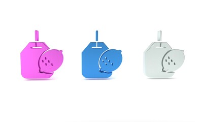 Colorful Tea bag with lemon icon isolated on white background. Minimalism concept. 3D render illustration