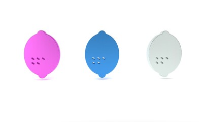 Colorful Lemon icon isolated on white background. Minimalism concept. 3D render illustration