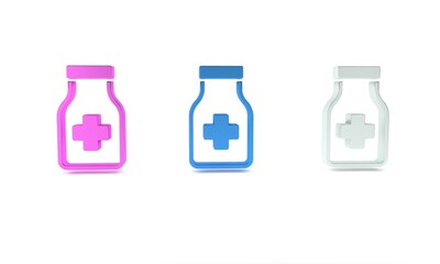 Colorful Sedative pills icon isolated on white background. Minimalism concept. 3D render illustration