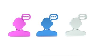 Colorful Online psychological counseling distance icon isolated on white background. Psychotherapy, psychological help, psychiatrist online consulting. Minimalism concept. 3D render illustration