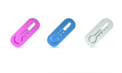 Colorful Meteorology thermometer measuring heat and cold icon isolated on white background. Thermometer equipment showing hot or cold weather. Minimalism concept. 3D render illustration