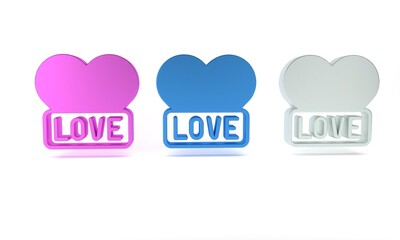 Colorful Heart icon isolated on white background. Romantic symbol linked, join, passion and wedding. Happy Valentines day. Minimalism concept. 3D render illustration