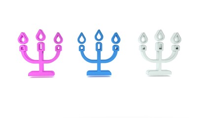 Colorful Candlestick icon isolated on white background. Happy Valentines day. Minimalism concept. 3D render illustration