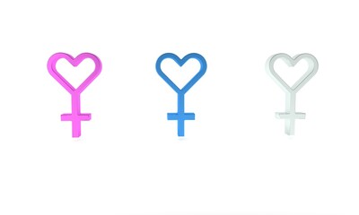 Colorful Female gender symbol icon isolated on white background. Venus symbol. The symbol for a female organism or woman. Minimalism concept. 3D render illustration