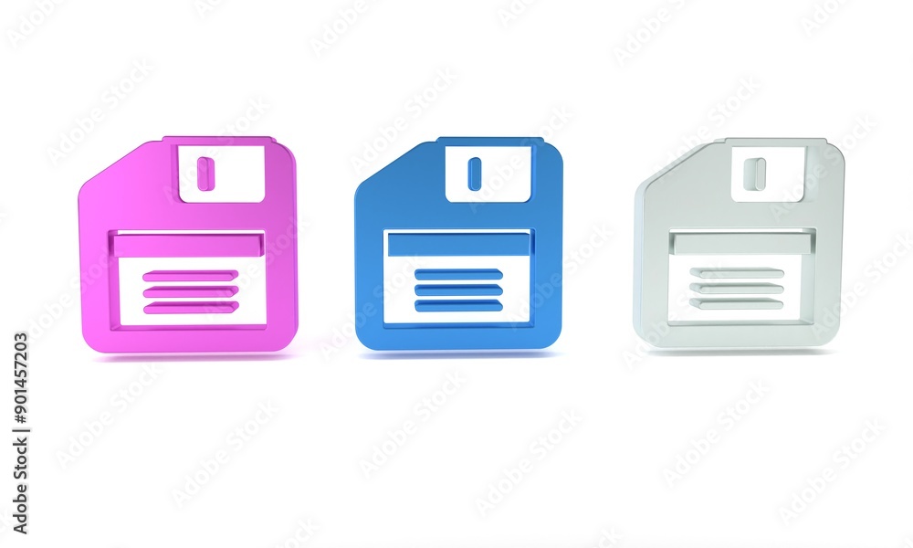 Poster colorful floppy disk for computer data storage icon isolated on white background. diskette sign. min