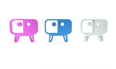 Colorful TV table stand icon isolated on white background. Minimalism concept. 3D render illustration
