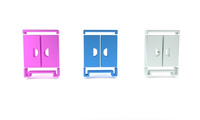 Colorful Wardrobe icon isolated on white background. Cupboard sign. Minimalism concept. 3D render illustration