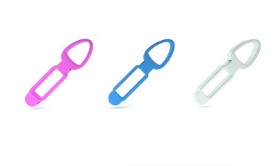 Colorful Silver spoon icon isolated on white background. Cooking utensil. Cutlery sign. Minimalism concept. 3D render illustration