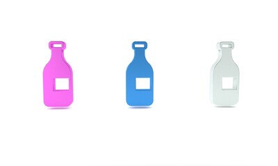 Colorful Bottle of wine icon isolated on white background. Minimalism concept. 3D render illustration