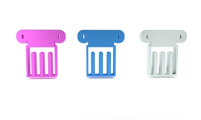 Colorful Ancient column icon isolated on white background. Minimalism concept. 3D render illustration