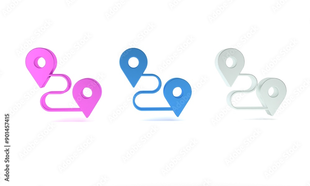 Poster colorful route location icon isolated on white background. map pointer sign. concept of path or road