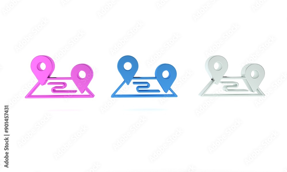 Poster colorful route location icon isolated on white background. map pointer sign. concept of path or road