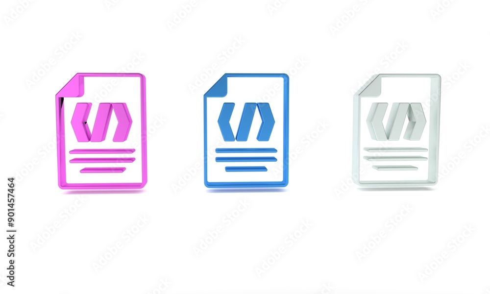 Poster colorful binary code icon isolated on white background. minimalism concept. 3d render illustration