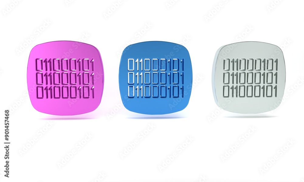 Aufkleber colorful binary code icon isolated on white background. minimalism concept. 3d render illustration