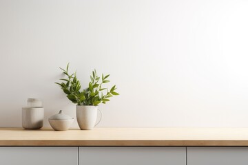 Elegant Kitchen With Natural Decor and Minimalist Aesthetic in Bright Interior Space
