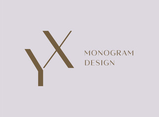 YX or YX letter logo icon design. Classic style luxury initials monogram.