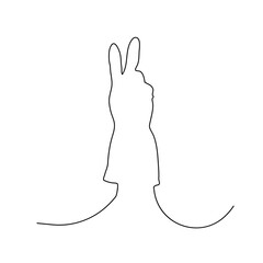 Continuous Thin Line Hands in Protective Rubber Gloves, Gloved Hand Drawing, One Line Art Hand Gestures, Single Outline Drawing, Vector Illustration