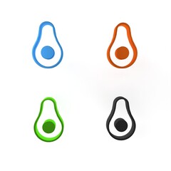 Colorful Avocado fruit icon isolated on white background. Minimalism concept. 3D render illustration