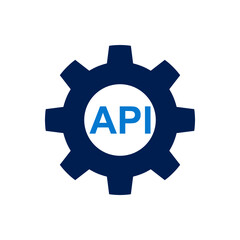 API with gear icon. Linear template for software logo. simple illustration.