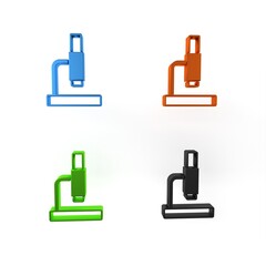 Colorful Microscope icon isolated on white background. Chemistry, pharmaceutical instrument, microbiology magnifying tool. Minimalism concept. 3D render illustration