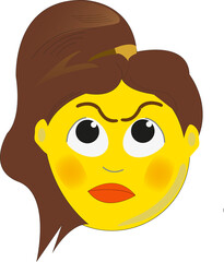 Expression d'un visage contrarié sur émoticône, d'une femme adulte	