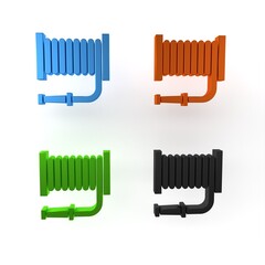 Colorful Fire hose reel icon isolated on white background. Minimalism concept. 3D render illustration
