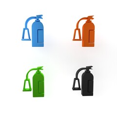 Colorful Fire extinguisher icon isolated on white background. Minimalism concept. 3D render illustration