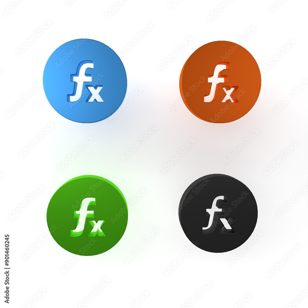Poster colorful function mathematical symbol icon isolated on white background. minimalism concept. 3d rend