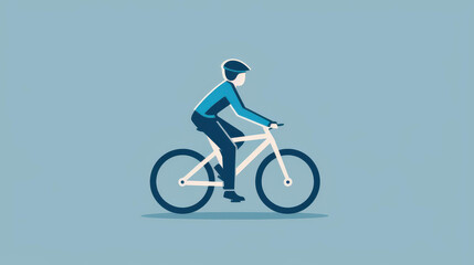 Obraz premium A simple pictogram depicting a man riding a bicycle, representing the joy of biking in a clean and clear design.