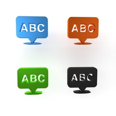 Colorful Alphabet icon isolated on white background. Minimalism concept. 3D render illustration