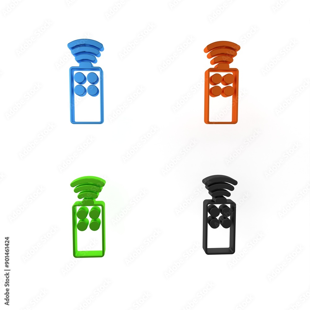 Aufkleber colorful remote control for the camera icon isolated on white background. an auxiliary device that a