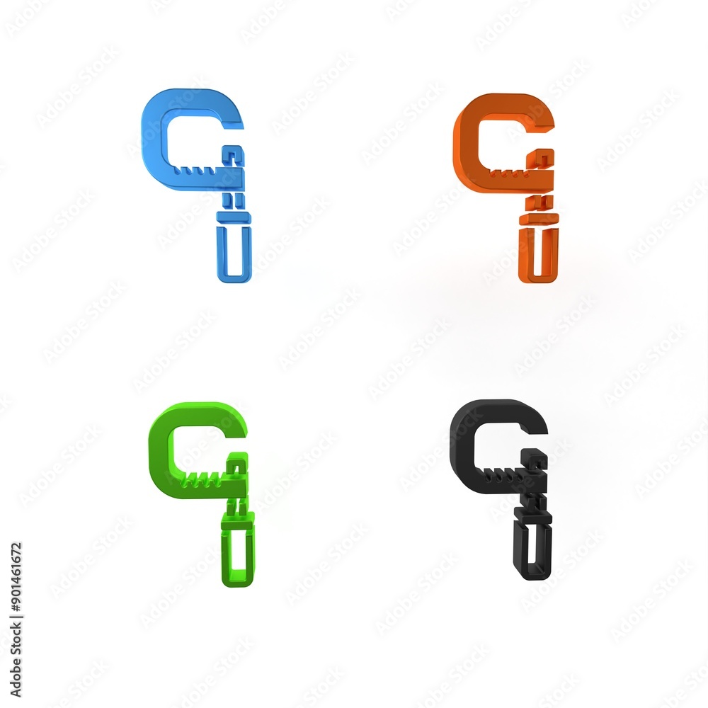Aufkleber colorful micrometer icon isolated on white background. measuring engineer tool. universal device des