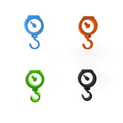 Fototapeta premium Colorful Hand scale spring mechanical icon isolated on white background. Minimalism concept. 3D render illustration