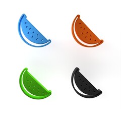 Colorful Watermelon icon isolated on white background. Minimalism concept. 3D render illustration