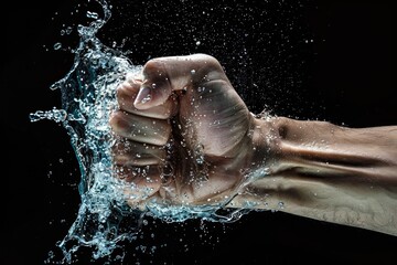 Fototapeta premium Hand Creating Powerful Water Splash