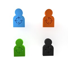 Colorful Human target sport for shooting icon isolated on white background. Clean target with numbers for shooting range or shooting. Minimalism concept. 3D render illustration
