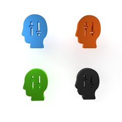 Colorful Solution to the problem in psychology icon isolated on white background. Puzzle. Therapy for mental health. Minimalism concept. 3D render illustration