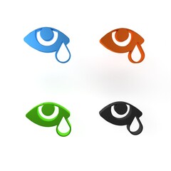 Colorful Tear cry eye icon isolated on white background. Minimalism concept. 3D render illustration
