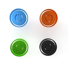 Colorful Power button icon isolated on white background. Start sign. Minimalism concept. 3D render illustration