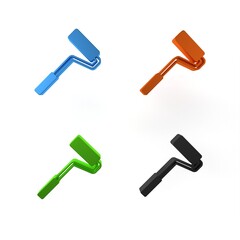 Colorful Paint roller brush icon isolated on white background. Minimalism concept. 3D render illustration
