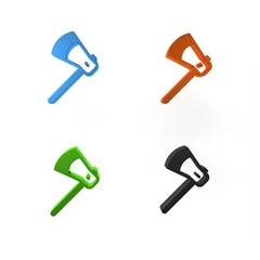 Colorful Wooden axe icon isolated on white background. Lumberjack axe. Minimalism concept. 3D render illustration